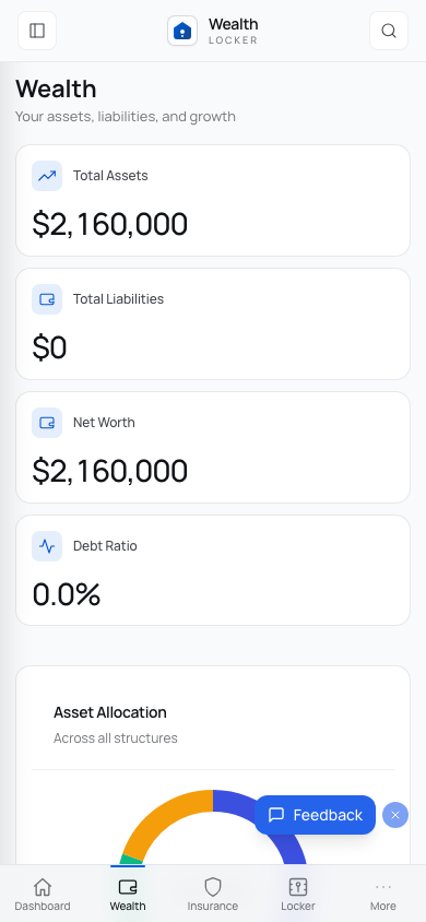 Wealth summary open on a phone